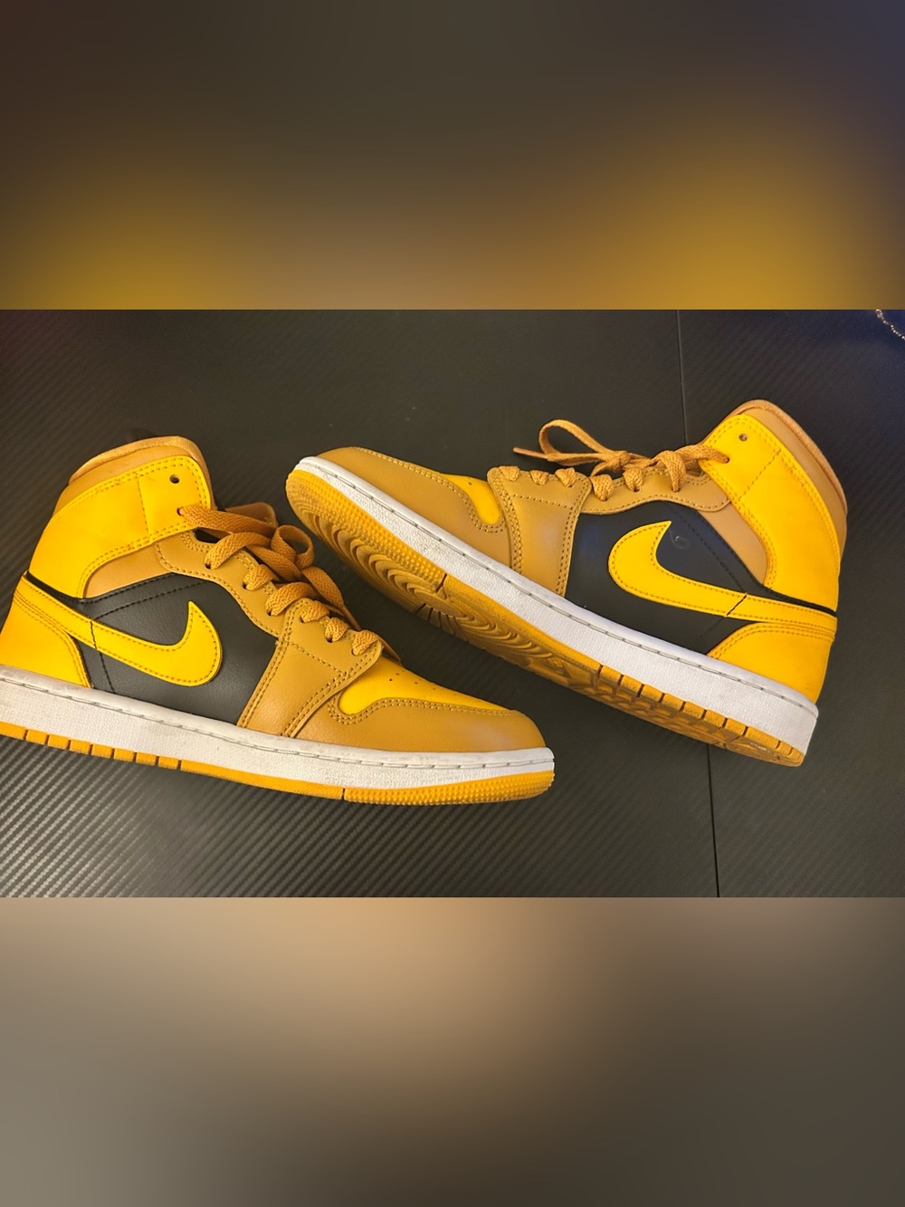 Nike Men's Yellow and Black High-Top Sneakers